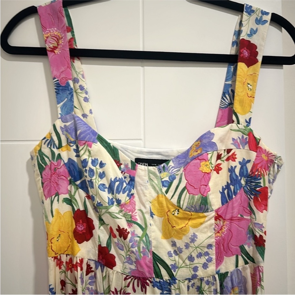 Zara floral print multi-colored dress - Picture 3 of 4